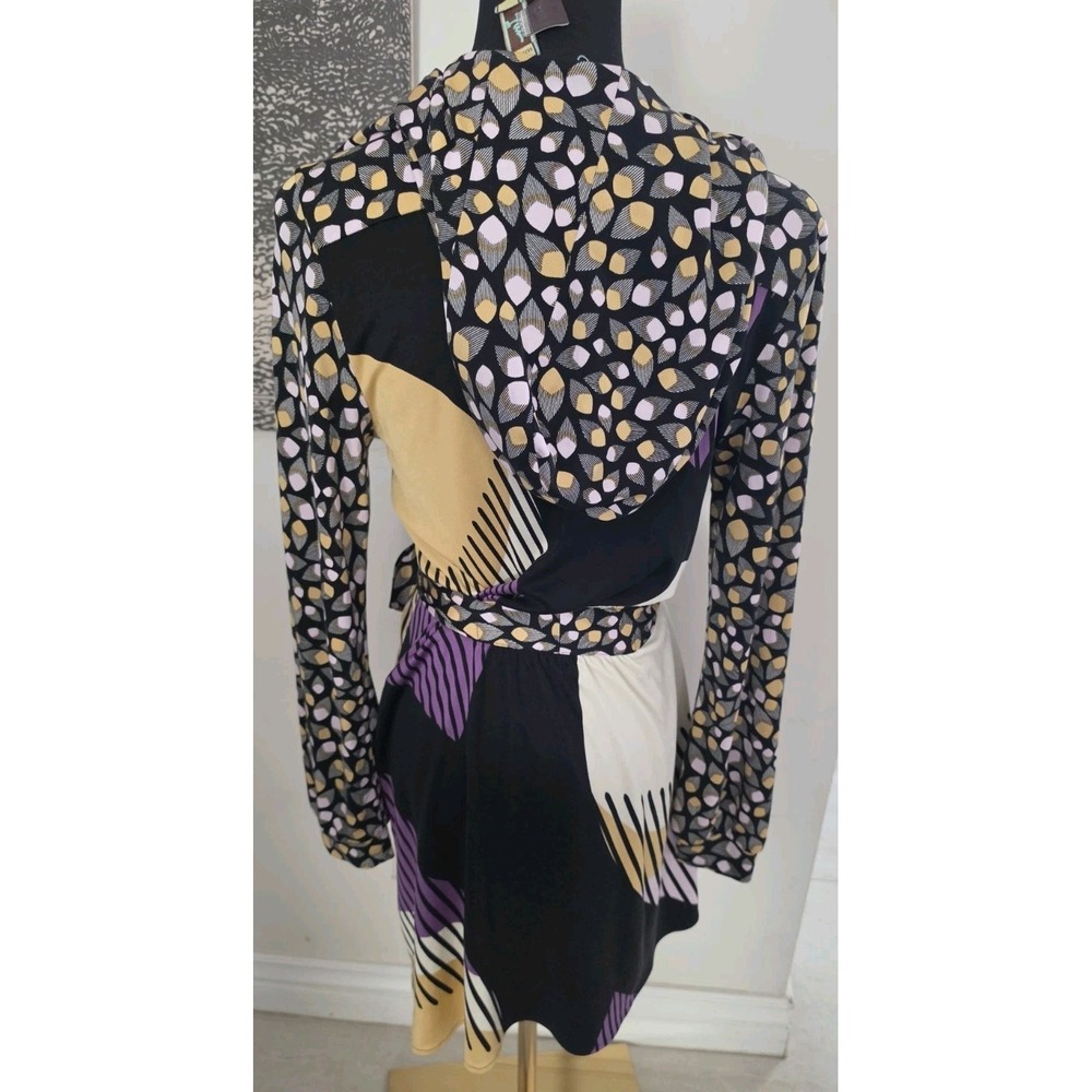 Issa London 100% Silk Jersey Hoodie Wrap Dress Boho Chic Geometric Wedding Guest - Picture 4 of 16